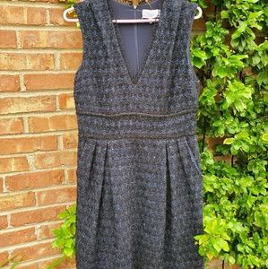 Adam by Adam lippes tweed black blue v neck dress